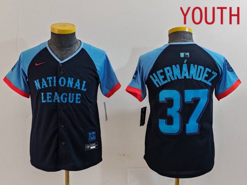 Youth Los Angeles Dodgers 37 Hernandez Blue All star 2024 Nike MLB Jersey style 726